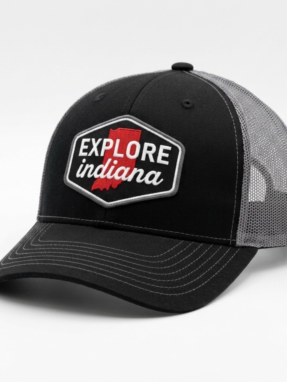 Local Yokel Explore Indiana Richardson 111 Trucker Snapback Hat Black Gray
